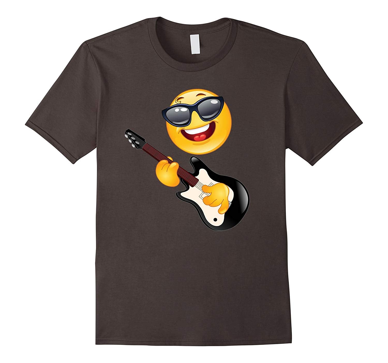 Adorable Guitar Emoj Rockstar Guitarist Music Rock Electric  T-Shirt Asphalt