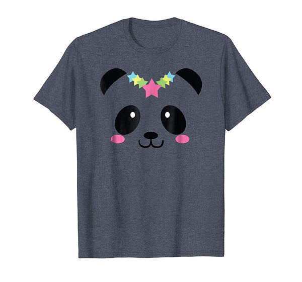 Funny Cute Panda Face Gift For Girls  T-Shirt Heather Blue