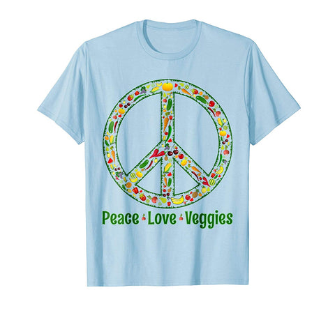 Hotest Peace Love Veggies Vegan Vegetarian Novelty Gift  T-Shirt Baby Blue