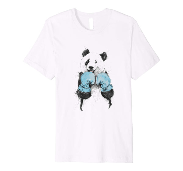 Cutest &quot;the Winner&quot; Illustrated Panda Boxing Graphic  T-Shirt White