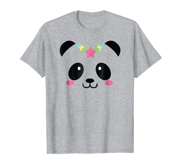 Funny Cute Panda Face Gift For Girls  T-Shirt Heather Grey