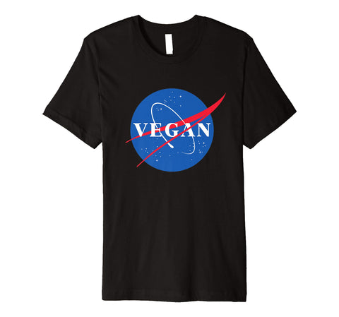 Hot Vegan Logo Nasa Retro Vintage Slim  T-Shirt Black