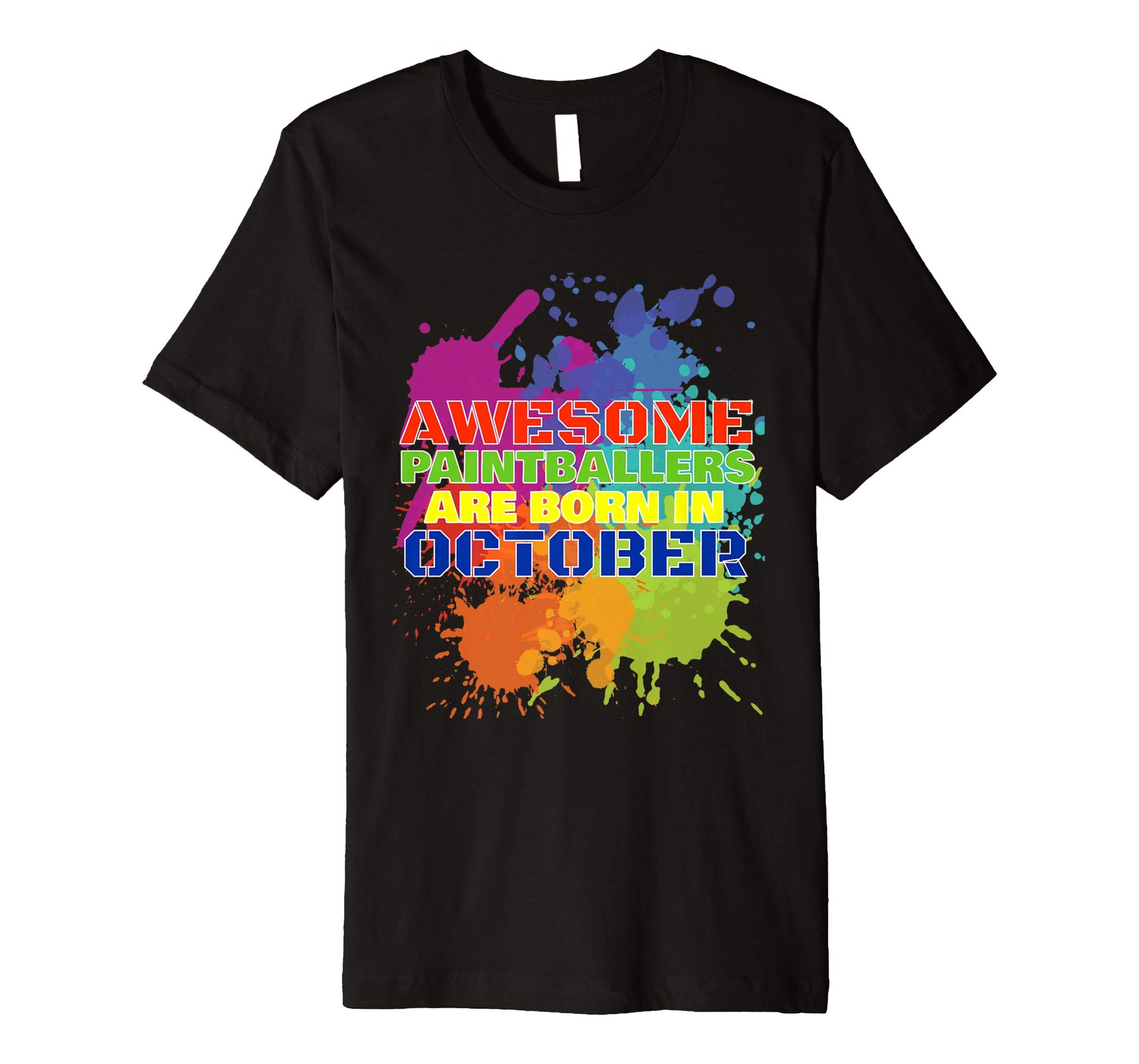 Cute Paintball Birthday Party For Born In October  T-Shirt Black