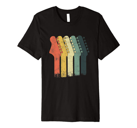 Hot Vintage Electric Bass Guitar Headstock Gift For Men  T-Shirt Black