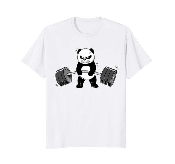 Hotest Funny Panda Workou Kitten Gym Deadlift Power Lifting  T-Shirt White