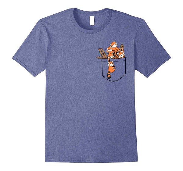 Hot Cute Red Panda Adorable Pocket Pandas Gift  T-Shirt Heather Blue