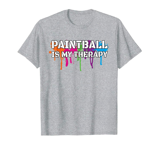 Great Paintball Gift Funny Tee Paintball Is My Therapy  T-Shirt Heather Grey