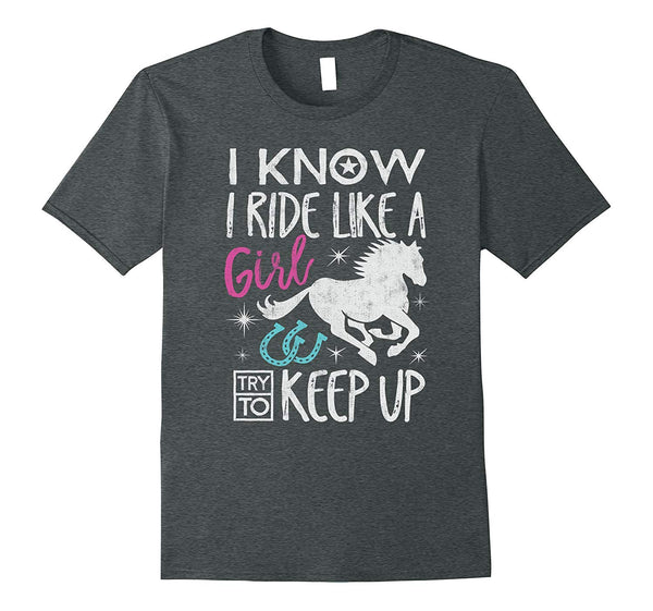 Adorable Horse Riding Horseback Riding Horse Girl Gif  T-Shirt Dark Heather