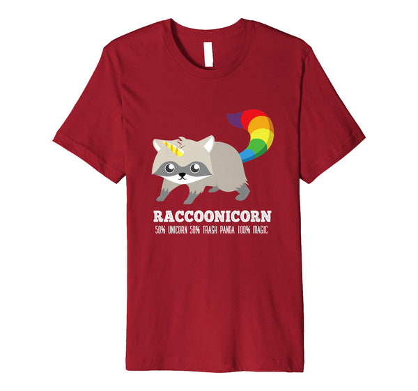 Hot Racoonicorn Funny Trash Panda Raccoon Unicorn  T-Shirt Cranberry