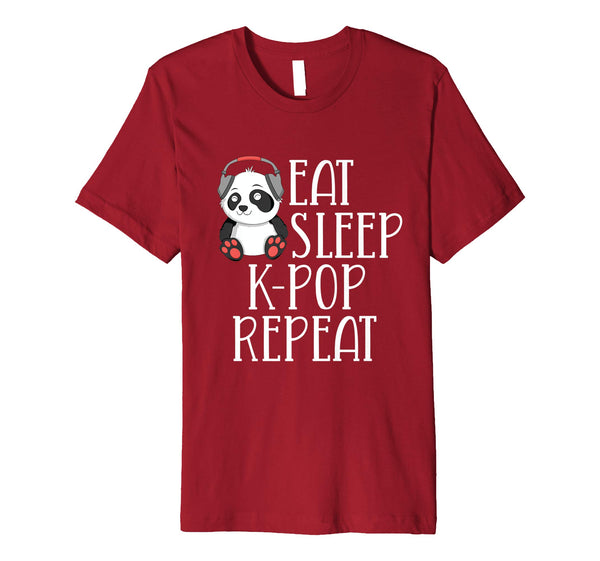 Funny Eat Sleep K Pop Repea Korean Panda Kpop Kawaii  T-Shirt Cranberry