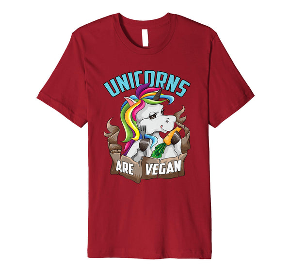 Cutest Unicorns Are Vegan Horse Eating Vegetables Cool Gift  T-Shirt Cranberry