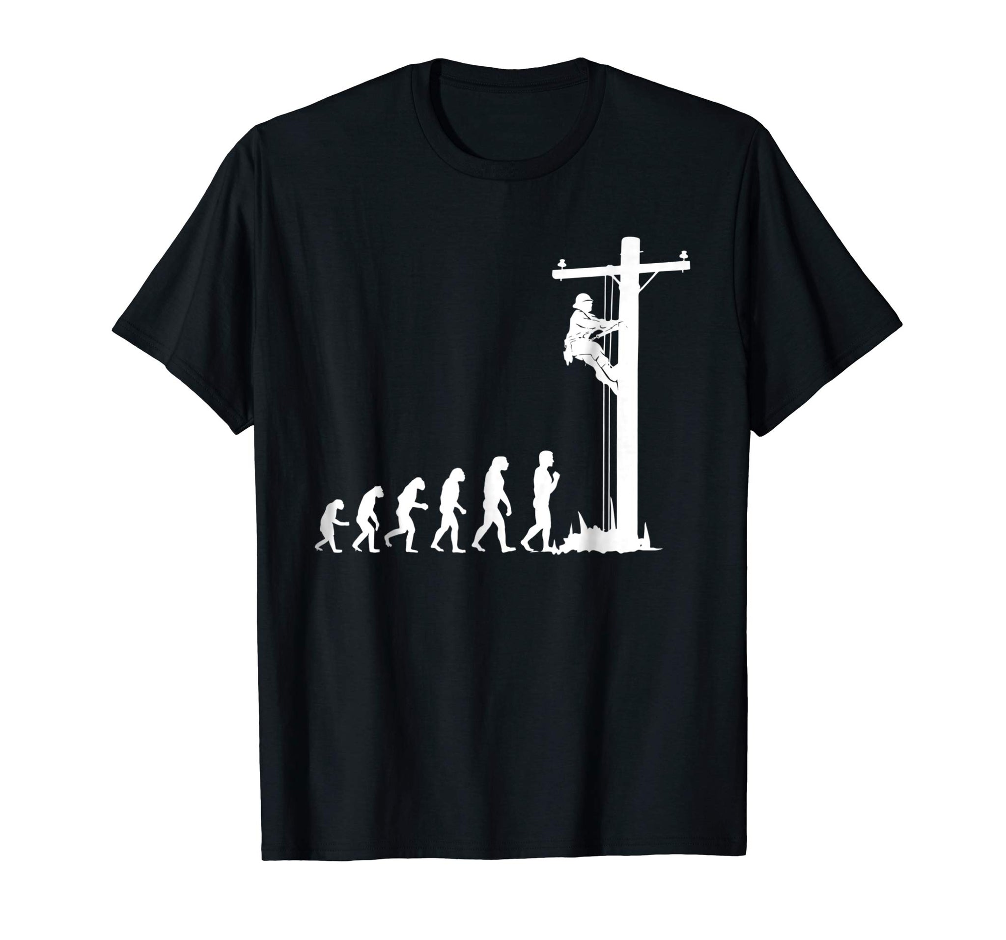 Hotest Cool Unique Evolution Of Lineman Electrician Gift  T-Shirt Black