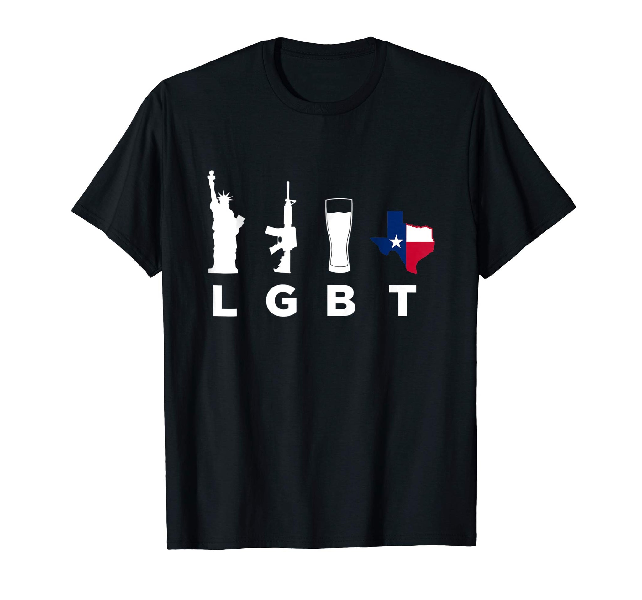 Great Liberty Guns Beers Texas Support Funny Parody Lgbt  T-Shirt Black