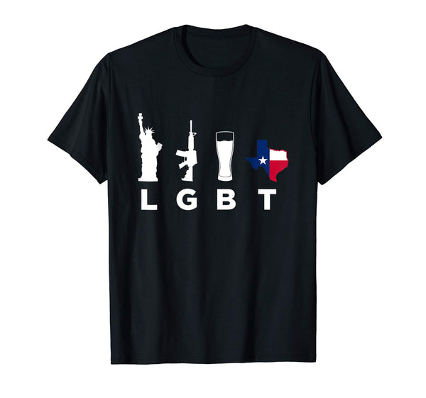 Great Liberty Guns Beers Texas Support Funny Parody Lgbt  T-Shirt Black