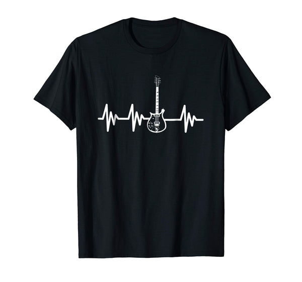 Cutest Electric Guitar Heartbeat Guitar Guitar Apparel  T-Shirt Black