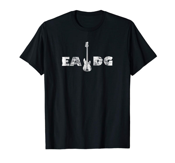 Funny Cool Electric Bass Eadg Guitar Rock Music Player Gift Tee  T-Shirt Black