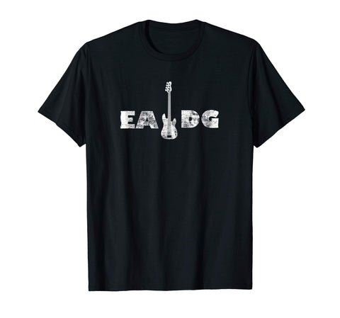 Funny Cool Electric Bass Eadg Guitar Rock Music Player Gift Tee  T-Shirt Black