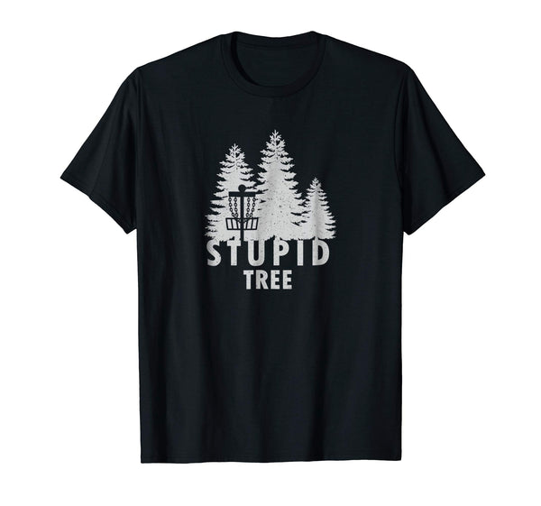 Adorable Stupid Tree Funny Disc Golf  T-Shirt Black