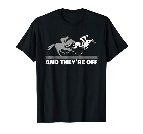 Hot Horse Racing And They're Off Horse Racing  T-Shirt Black