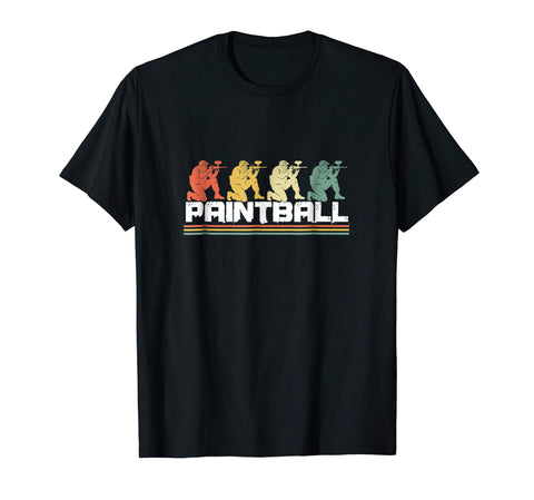 Cool Colorful Retro Paintball Players Paint Ball Airsoft  T-Shirt Black