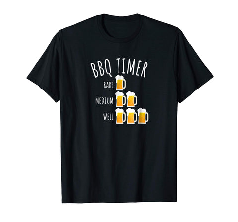 Beautiful Bbq Timer Beer Drinking Funny Grilling  T-Shirt Black