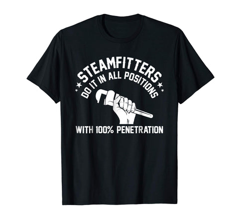 Cool Comical Steamfitter Guys Steam Pipe Welding Gifts  T-Shirt Black