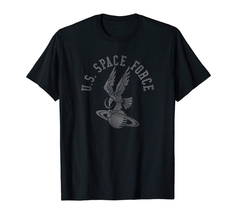 Cool U.s. Space Force Eagle On Saturn Armed Forces  T-Shirt Black