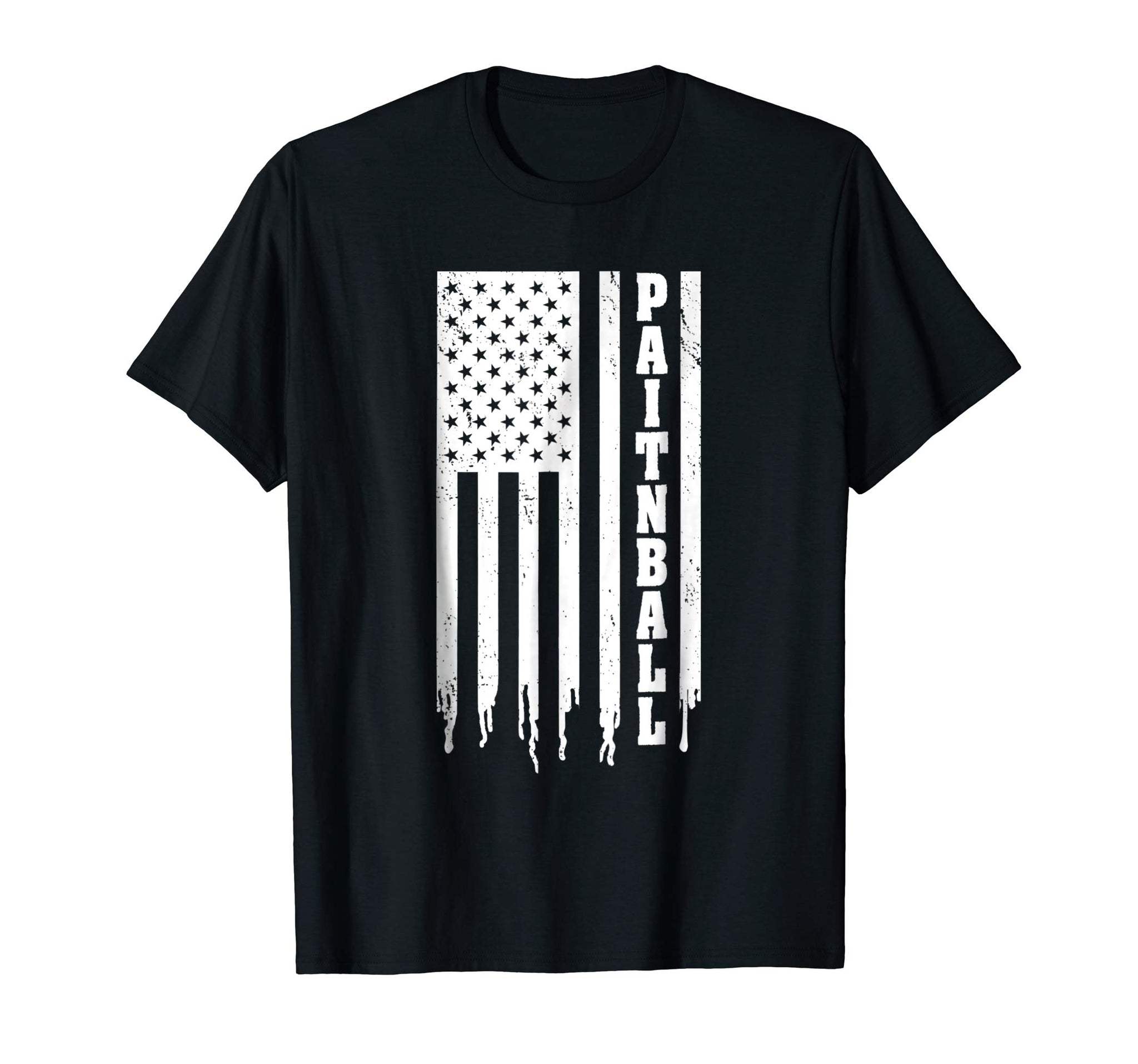 Beautiful Paintball American Flag Player Team  T-Shirt Black