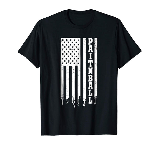 Beautiful Paintball American Flag Player Team  T-Shirt Black