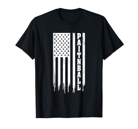 Beautiful Paintball American Flag Player Team  T-Shirt Black