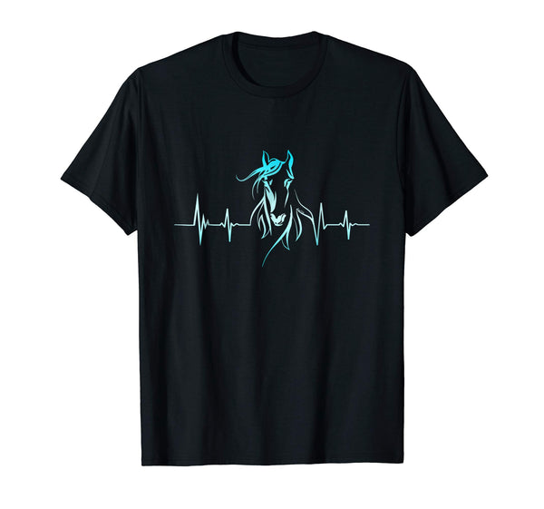 Adorable Horse Heartbeat Horse Lovers Tee  T-Shirt Black