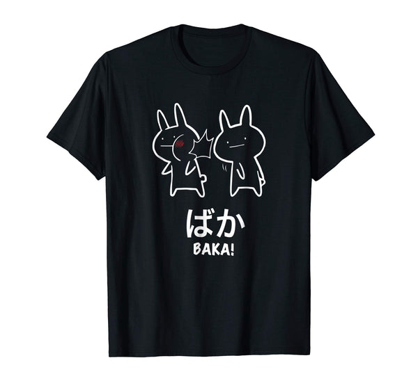 Beautiful Funny Anime Baka Rabbit Slap Baka Japanese Tee  T-Shirt Black