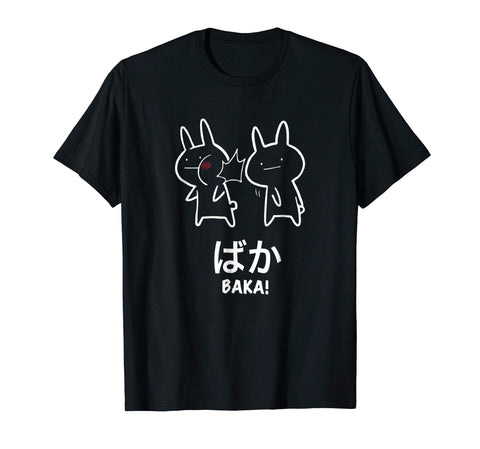 Beautiful Funny Anime Baka Rabbit Slap Baka Japanese Tee  T-Shirt Black