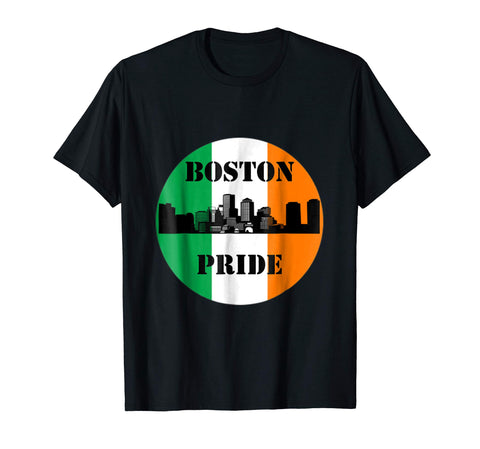 Adorable Boston Pride Skyline With Irish Flag Boston  T-Shirt Black
