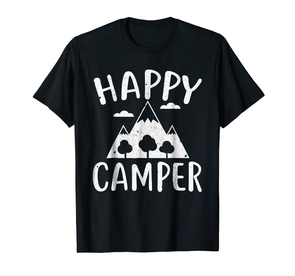 Funny Happy Camper Funny Camping Gift Idea  T-Shirt Black