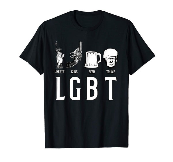 Cutest Funny Gift Lgbt Liberty Guns Beer Trump  T-Shirt Black