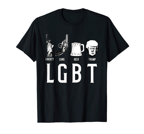 Cutest Funny Gift Lgbt Liberty Guns Beer Trump  T-Shirt Black