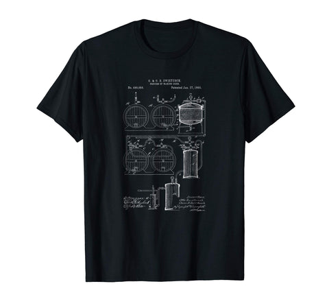 Cool Classic Vintage Patent Print 1893 Craft Beer Brewing  T-Shirt Black