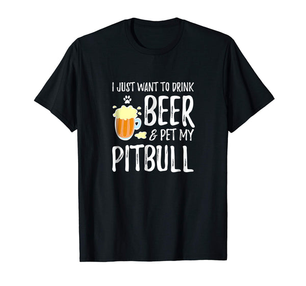 Hot Beer And Pitbull Funny Dog Mom Or Dog Dad Gift Idea  T-Shirt Black