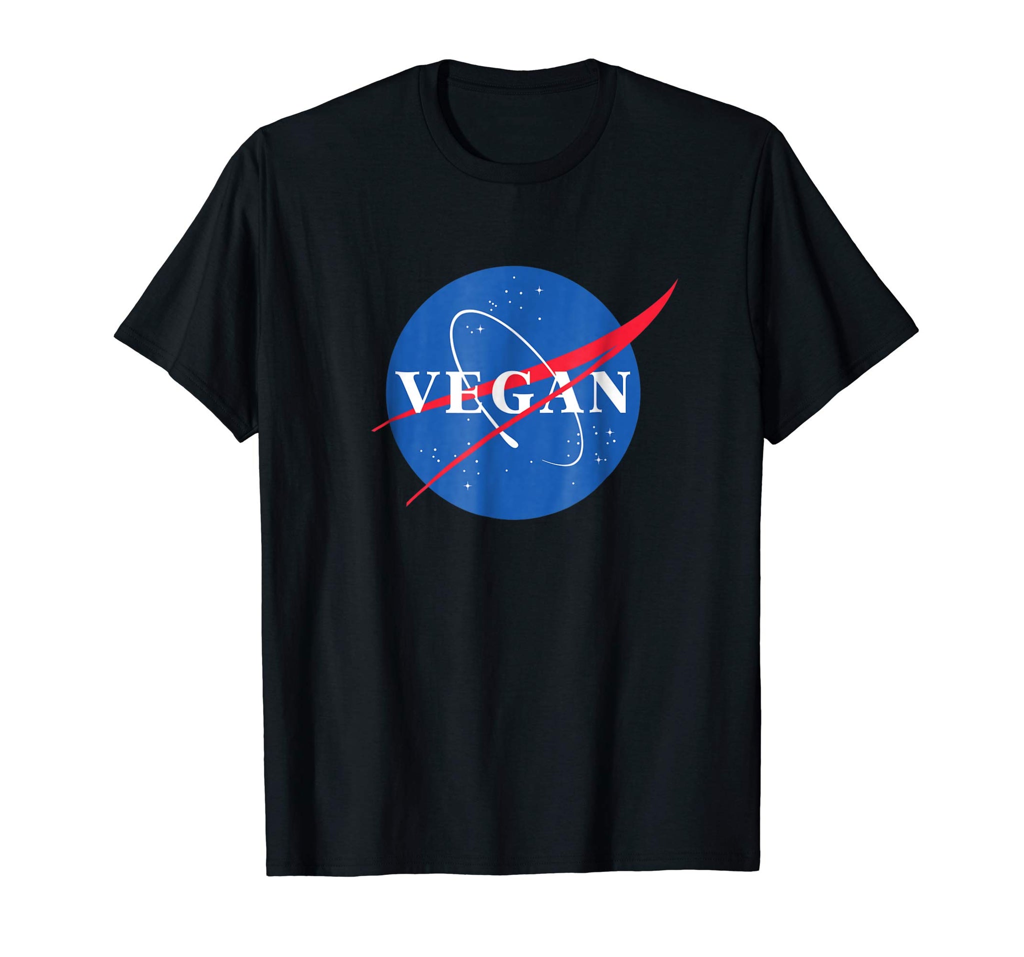 Cool Vegan Logo Nasa Classic Retro  T-Shirt Black