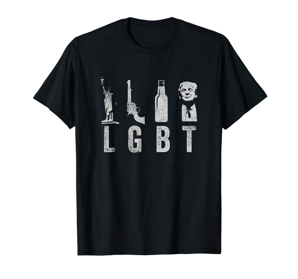 Beautiful Liberty Guns Beer Trump 2020 Lgbt Parody Funny Gift  T-Shirt Black