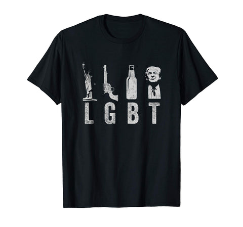 Beautiful Liberty Guns Beer Trump 2020 Lgbt Parody Funny Gift  T-Shirt Black
