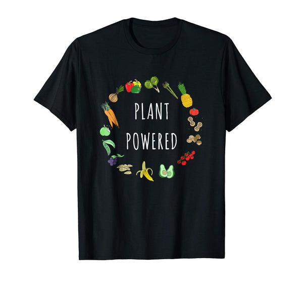 Hot Plant Powered Vegan Plant Based Vegetarian Tee  T-Shirt Black