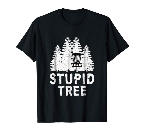 Great Funny Disc Golf Stupid Tree Distressed Frisbee Golf  T-Shirt Black
