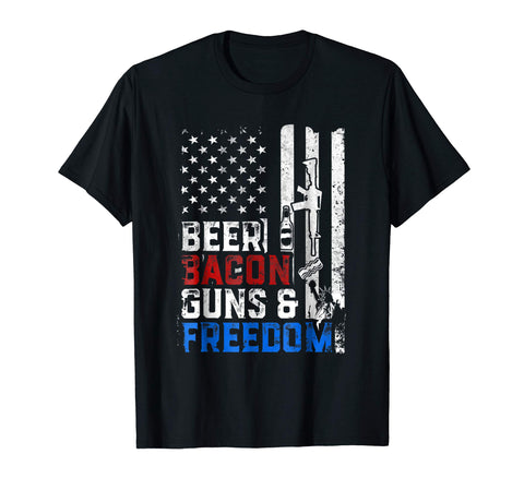Great Beer Bacon Guns And Freedom Fourth Of July Gift  T-Shirt Black