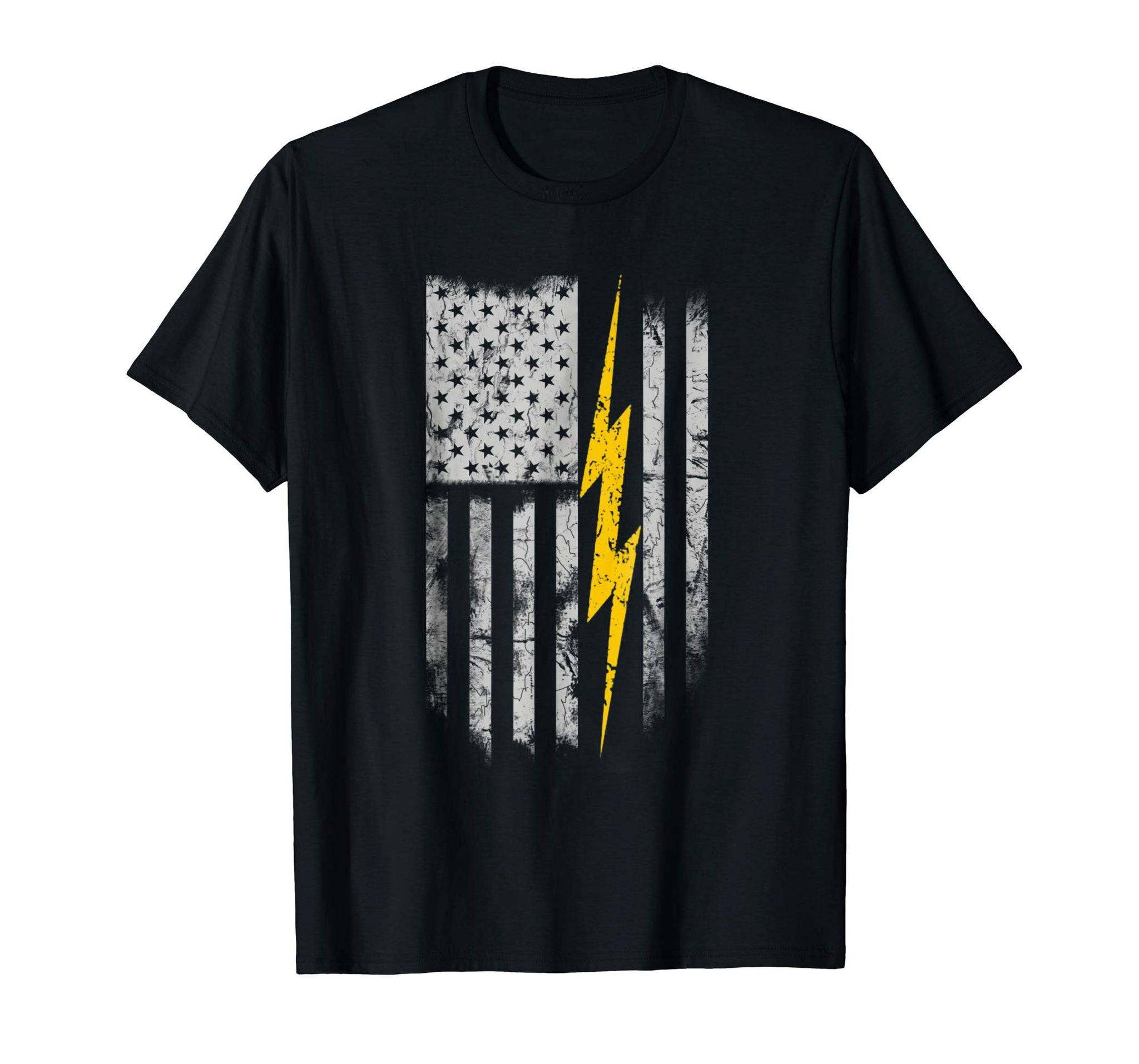 Cute Electrician Flag Us  T-Shirt Black
