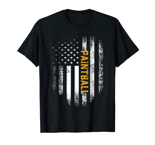 Hotest Vintage American Usa Flag Paintball Cool Gift  T-Shirt Black