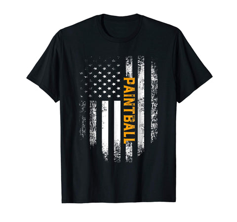 Hotest Vintage American Usa Flag Paintball Cool Gift  T-Shirt Black