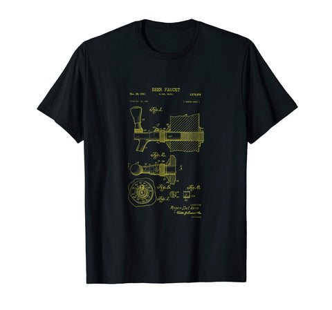 Adorable Beer Tap Patent Blueprint Brewing Gift For Brewer  T-Shirt Black