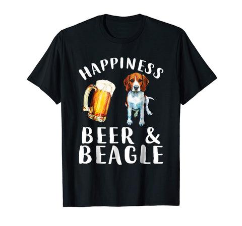 Cool Funny Happiness Beer And Beagle Dog  T-Shirt Black